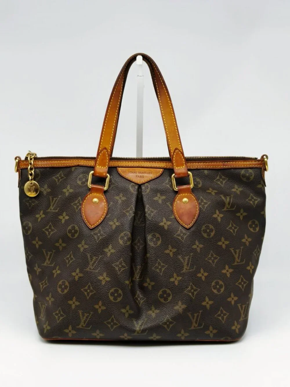 Louis Vuitton Monogram Palermo PM Tote Handbag Brown Canvas Top Handle Bag